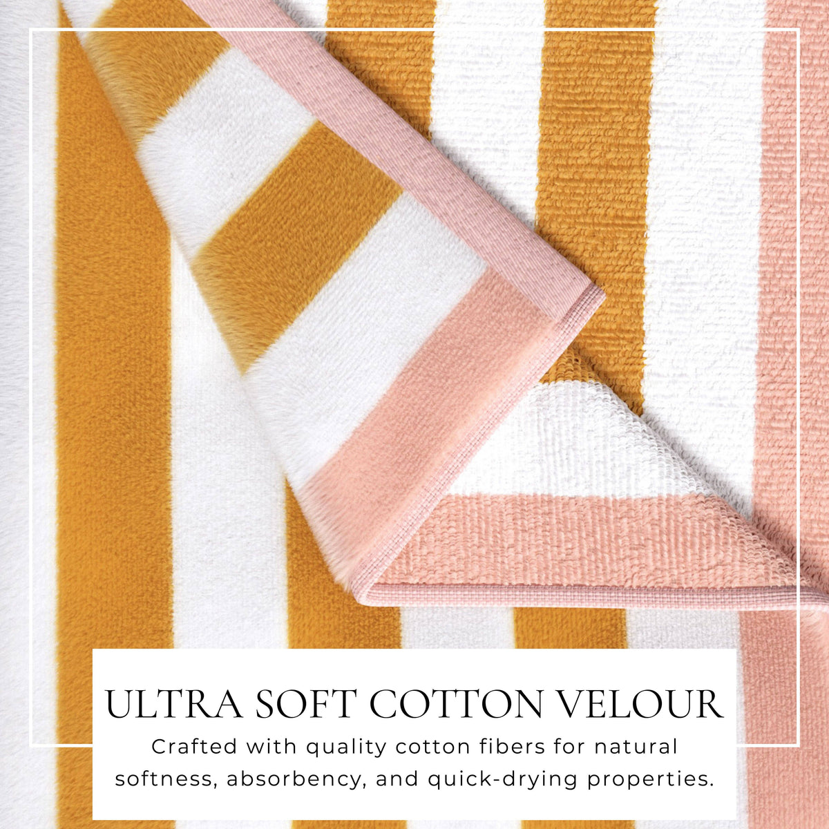 Oversized Santa Cruz striped border cabana beach towel by BH Collective laid out on sand, showcasing vibrant pattern and soft fabric.