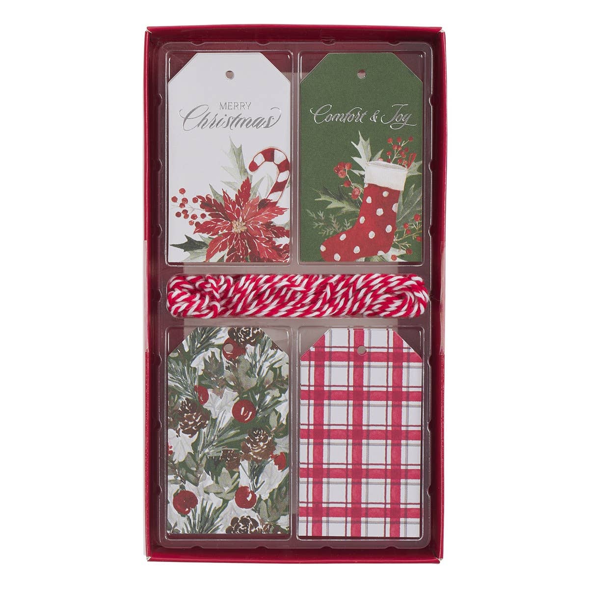 16 Christian Art Gifts Christmas Poinsettia gift tags with festive red poinsettia design on white background