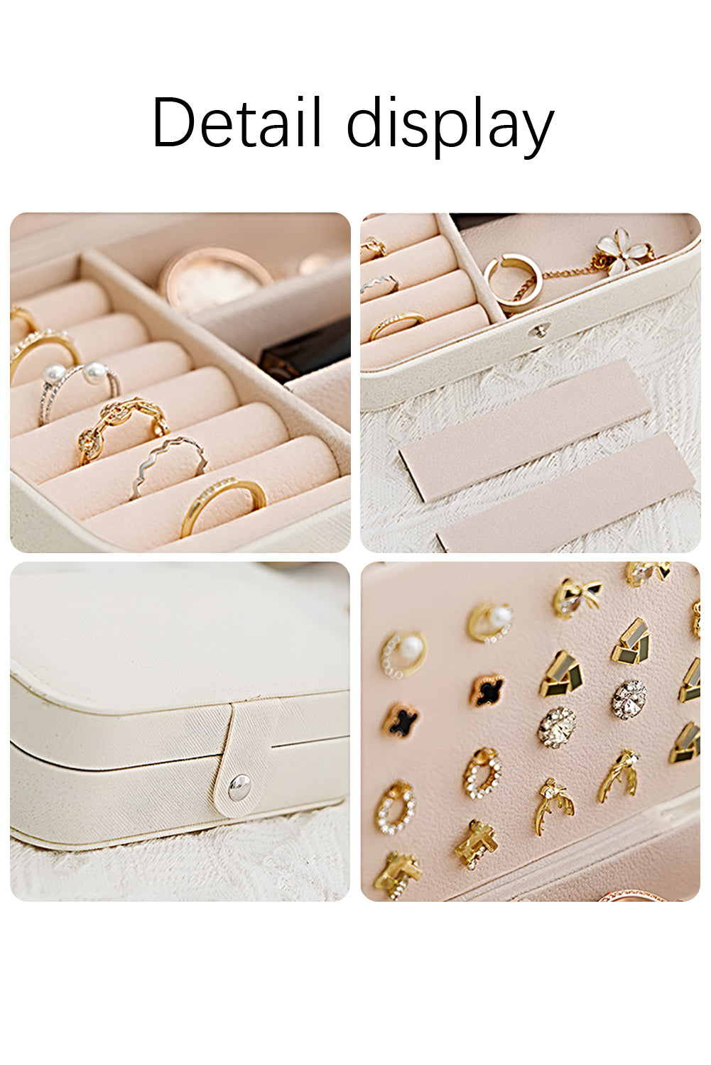 CSB Private Label jewelry travel box with multiple compartments and secure closure for organizing necklaces, rings, and earrings.