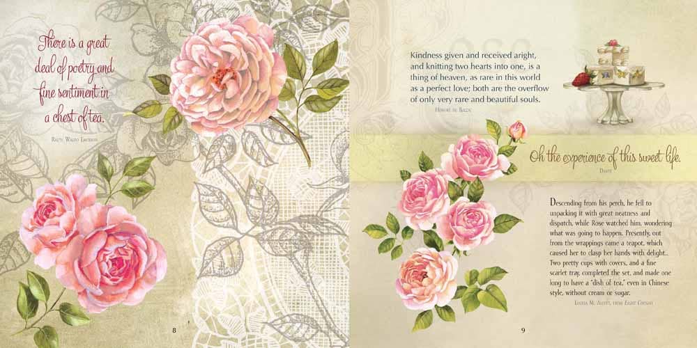 Hardcover copy of The Tea Lover's Devotional book by Harvest House Publishers, featuring a cozy tea-themed cover design.