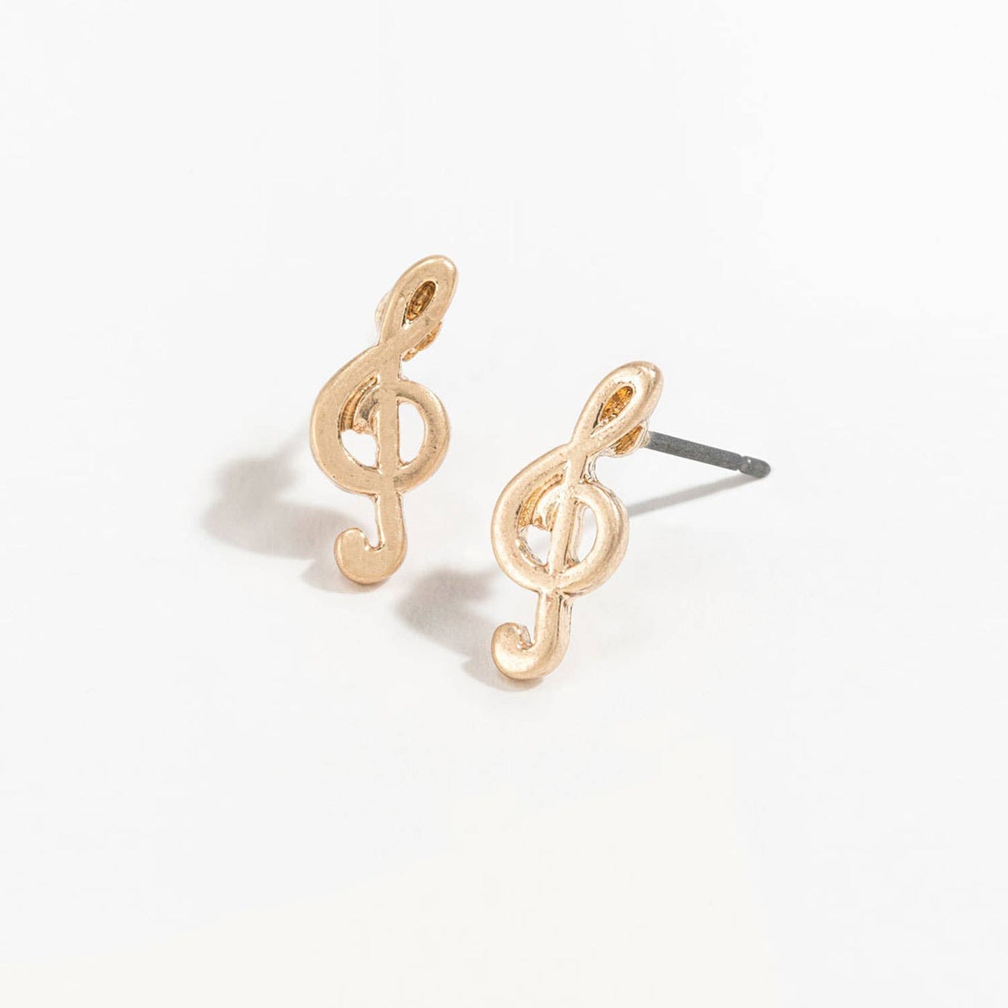 Howard's Stud Buds Treble Clef Earrings featuring gold-tone treble clef design on small stud earrings for music lovers