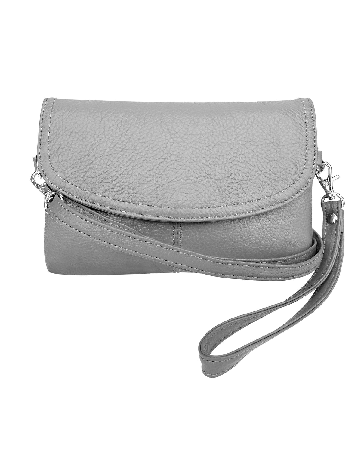 Roma Leathers cowhide leather crossbody clutch bag with sleek design, featuring natural leather texture and compact size.