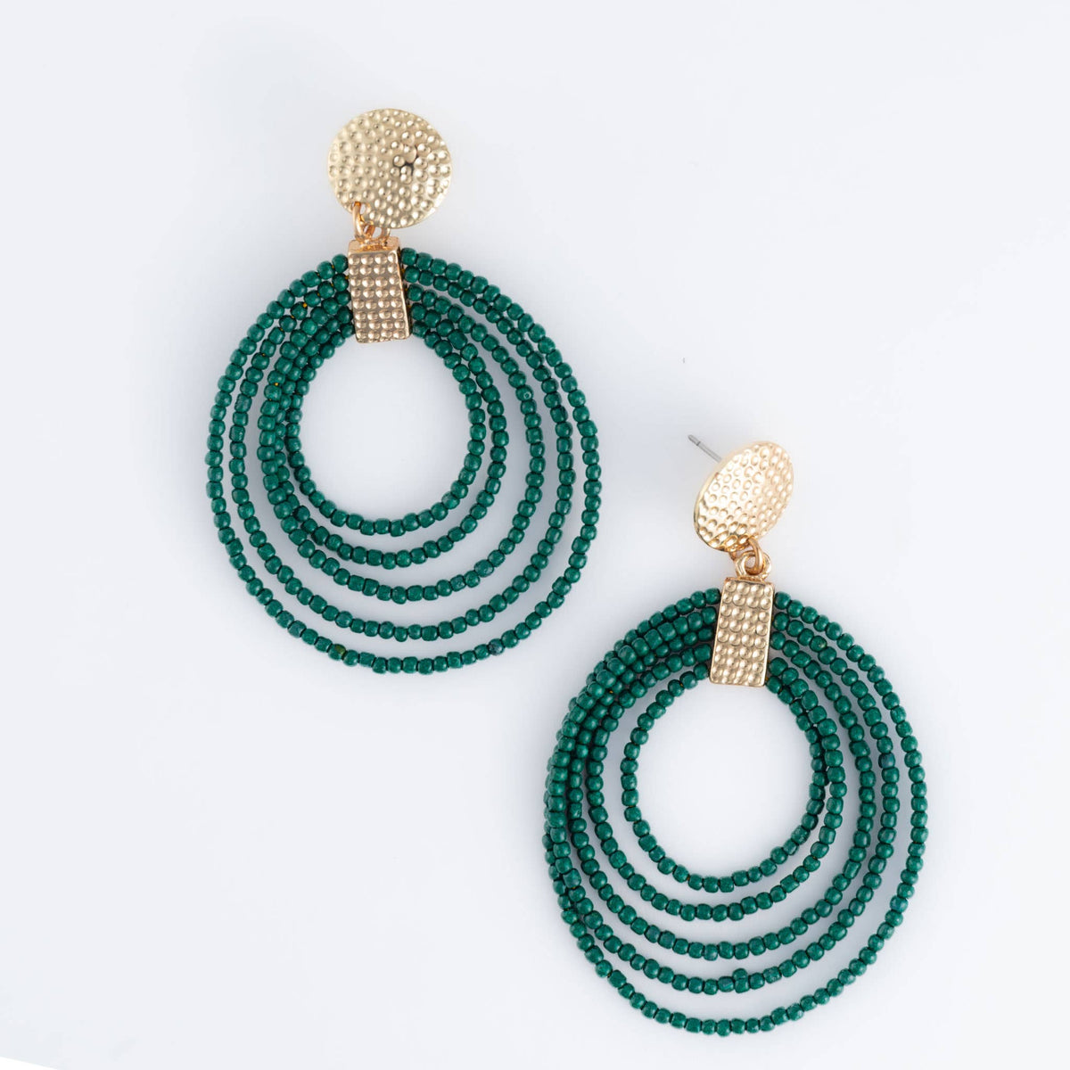 Nickel-free hoop seed bead drop earrings by Howard's featuring delicate seed beads and stylish hoop design.