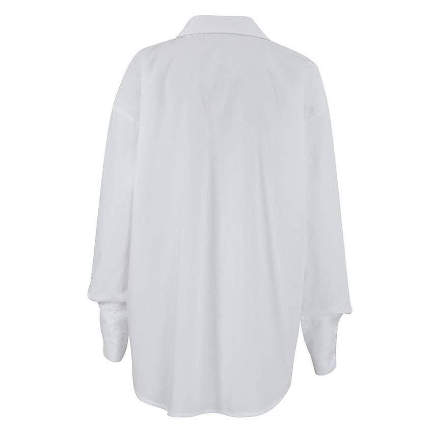 White Lapel Collar Botton Down Shirt