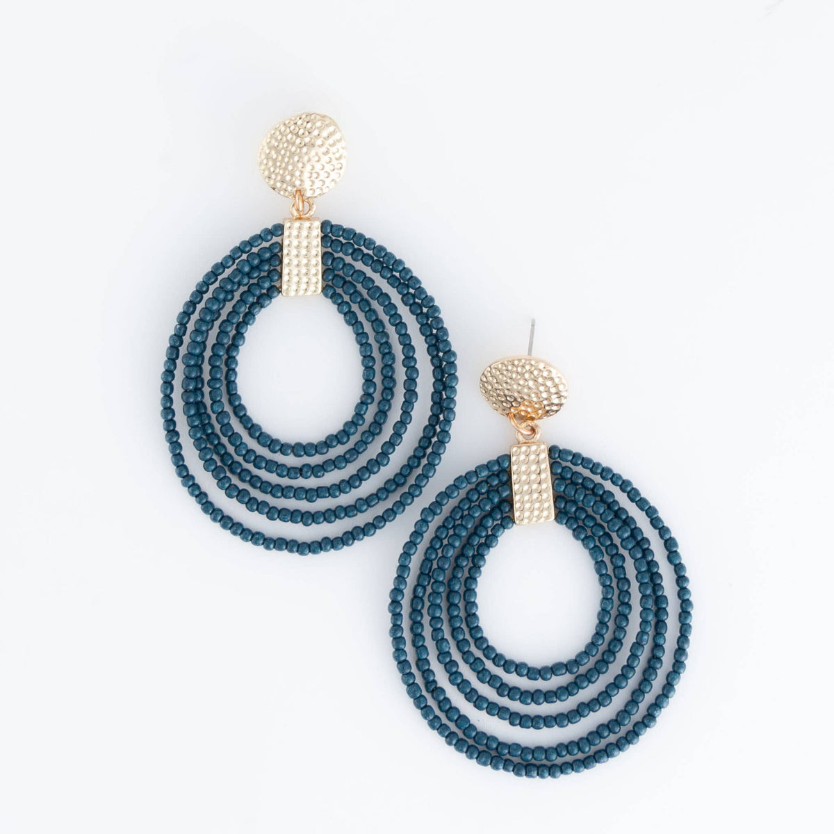 Nickel-free hoop seed bead drop earrings by Howard's featuring colorful seed beads and a stylish dangling design.