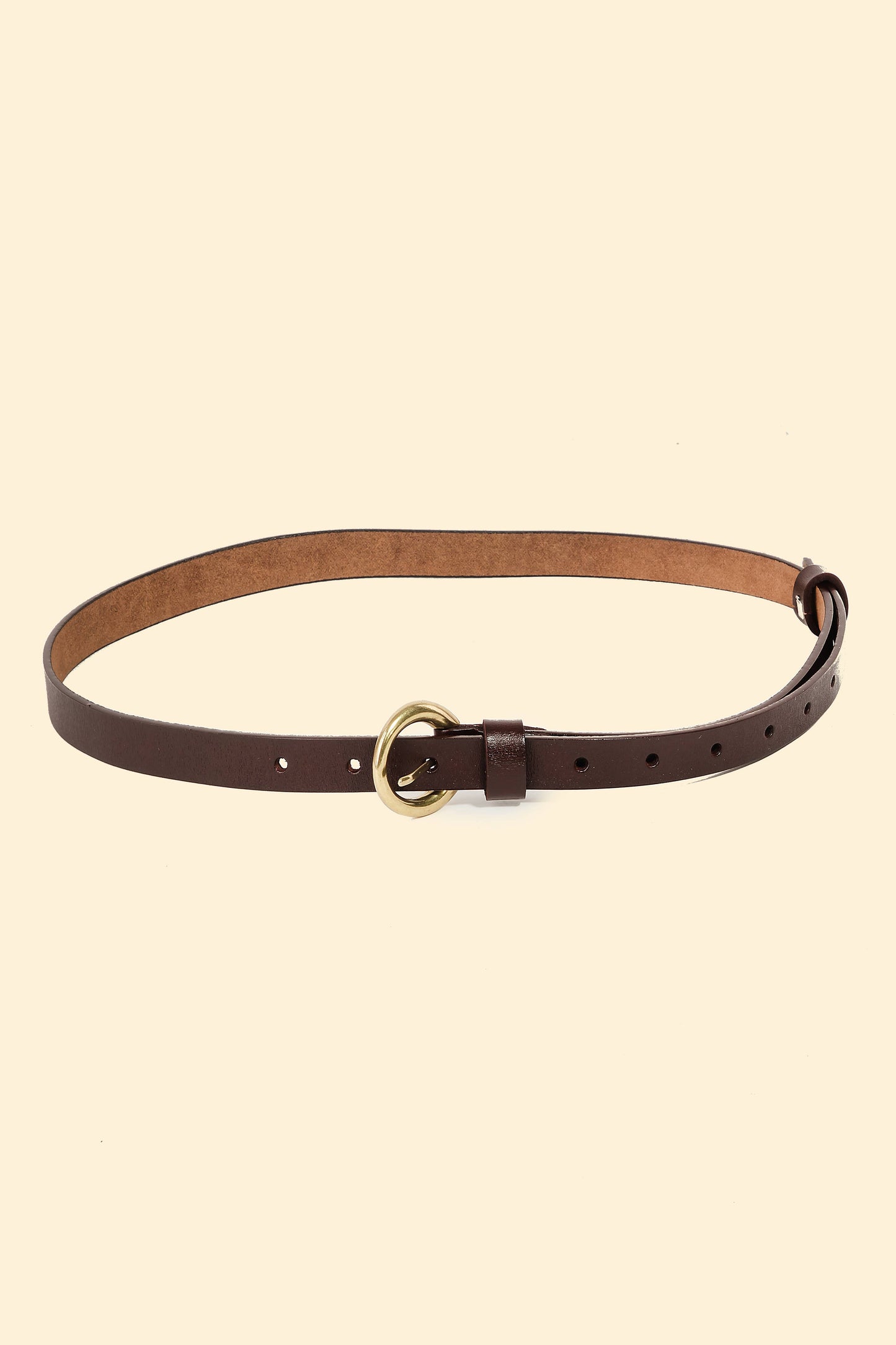 Circle Buckle Leather Belt