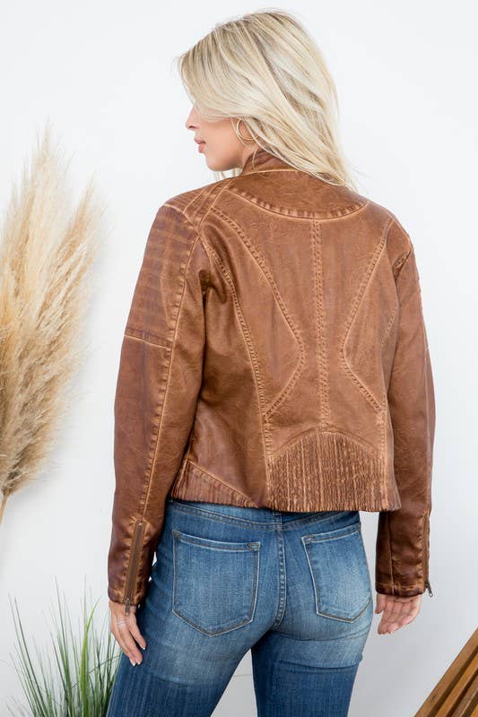Garment dye double zipper pocket jacket by 26 International, featuring a casual design with front zipper pockets and a relaxed fit.