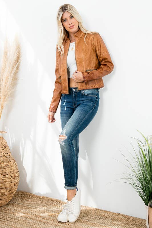 Garment Dye Double Zipper Pocket Jacket by 26 International, showing front view with dual side zipper pockets and casual fit.
