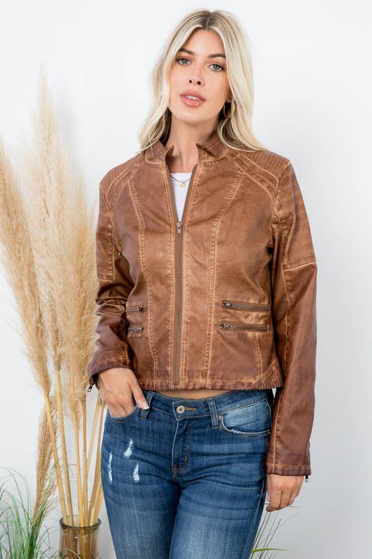 Garment Dye Double Zipper Pocket Jacket by 26 International, featuring a casual style with front zipper pockets and a vibrant dye finish.
