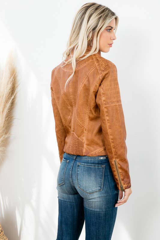 Garment Dye Double Zipper Pocket Jacket by 26 International, showing the front view with two zippered pockets and vibrant dye finish.
