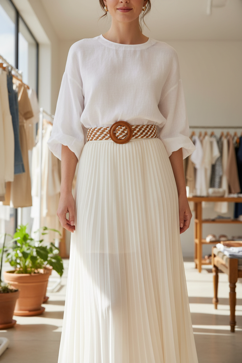 Two Tone Striped Braided Belt