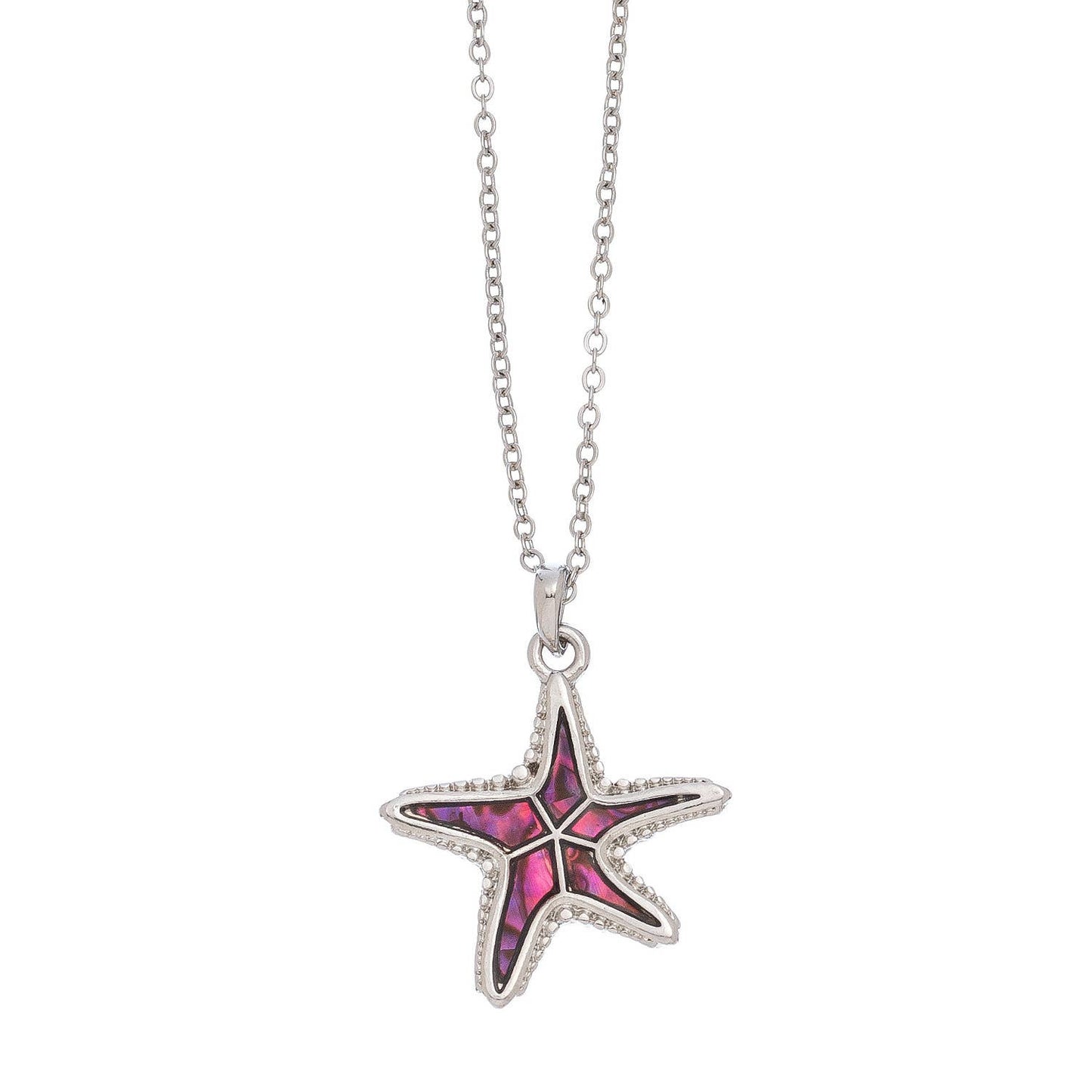 Abalone shell starfish pendant necklace featuring beach-inspired jewelry with a Howard's branded starfish and shell design.