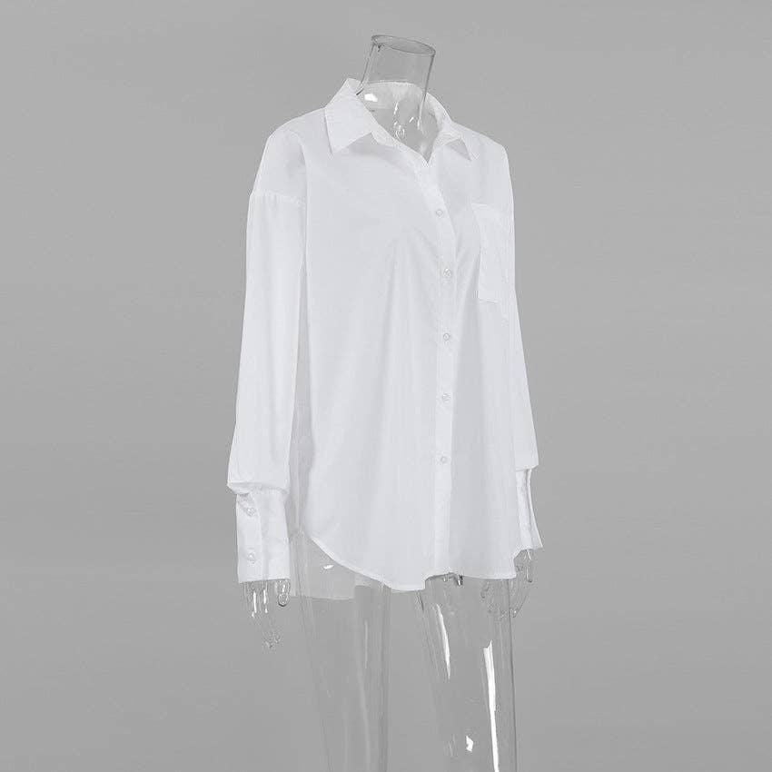 White Lapel Collar Botton Down Shirt