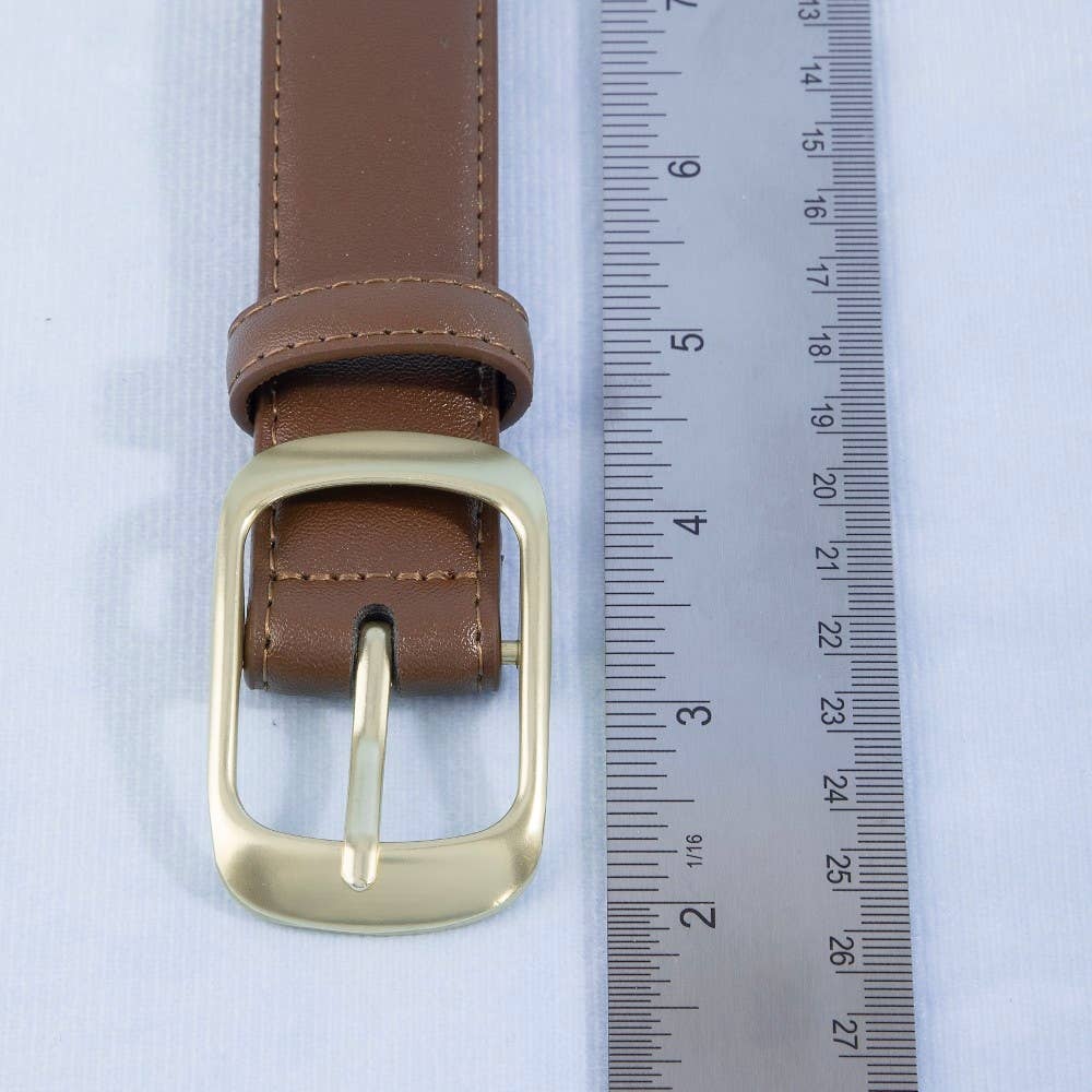 Solid Rectangle Buckle Leather Belt