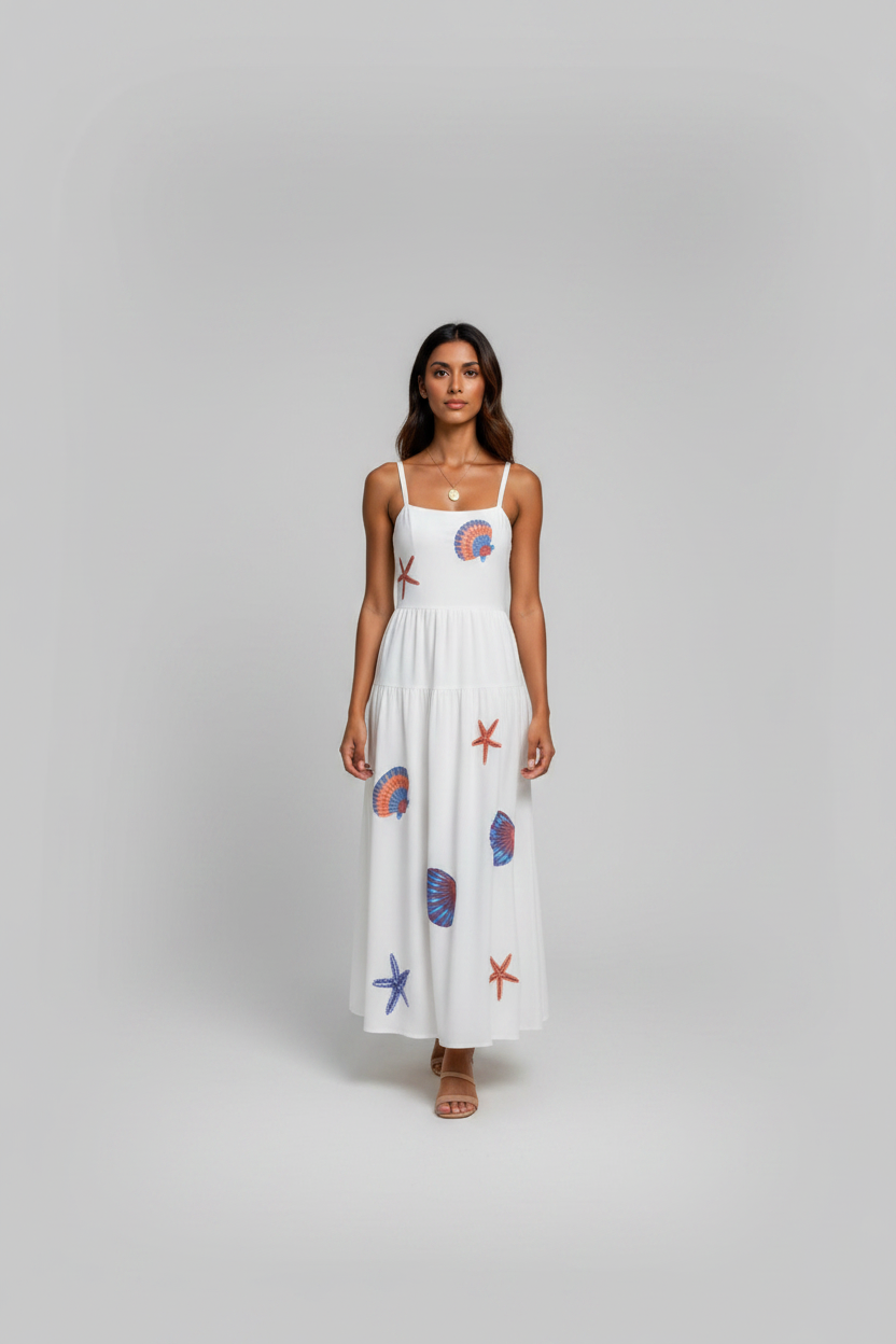 Cotton coastal sun dress by Chic Speak Boutique featuring a breezy, lightweight design with a relaxed fit and ocean-inspired pattern.