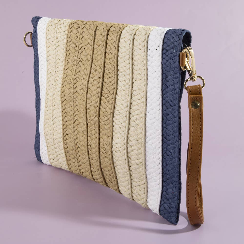 Arch Woven Straw Envelope Clutch