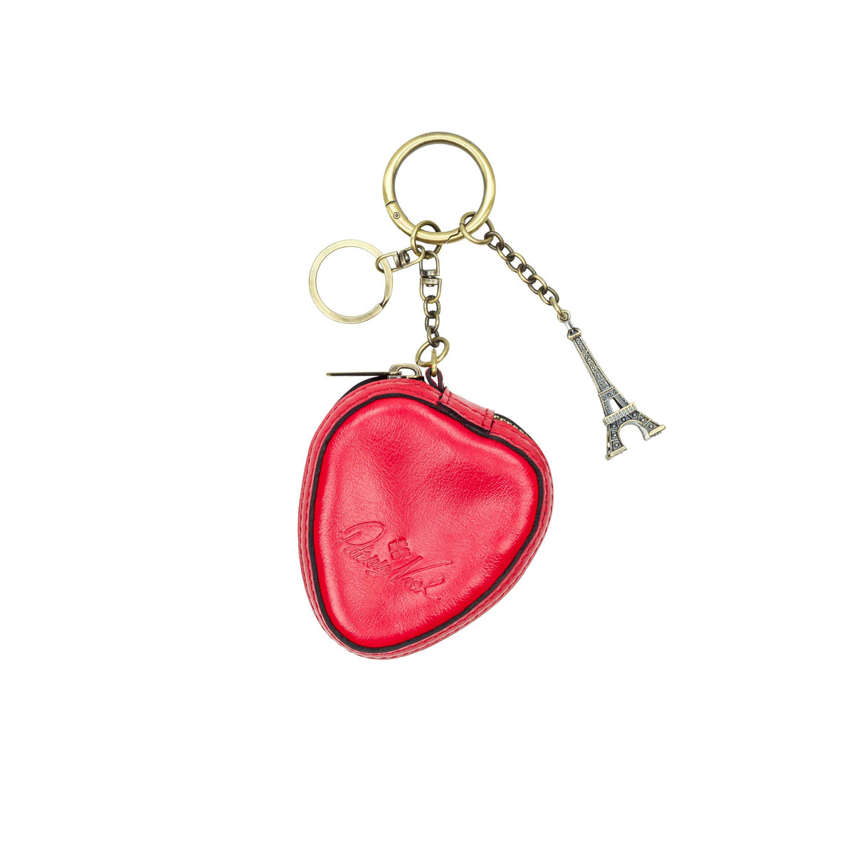 Vintage distressed leather strawberry zip around pouch by Patricia Nash, featuring a compact design with a colorful strawberry pattern.