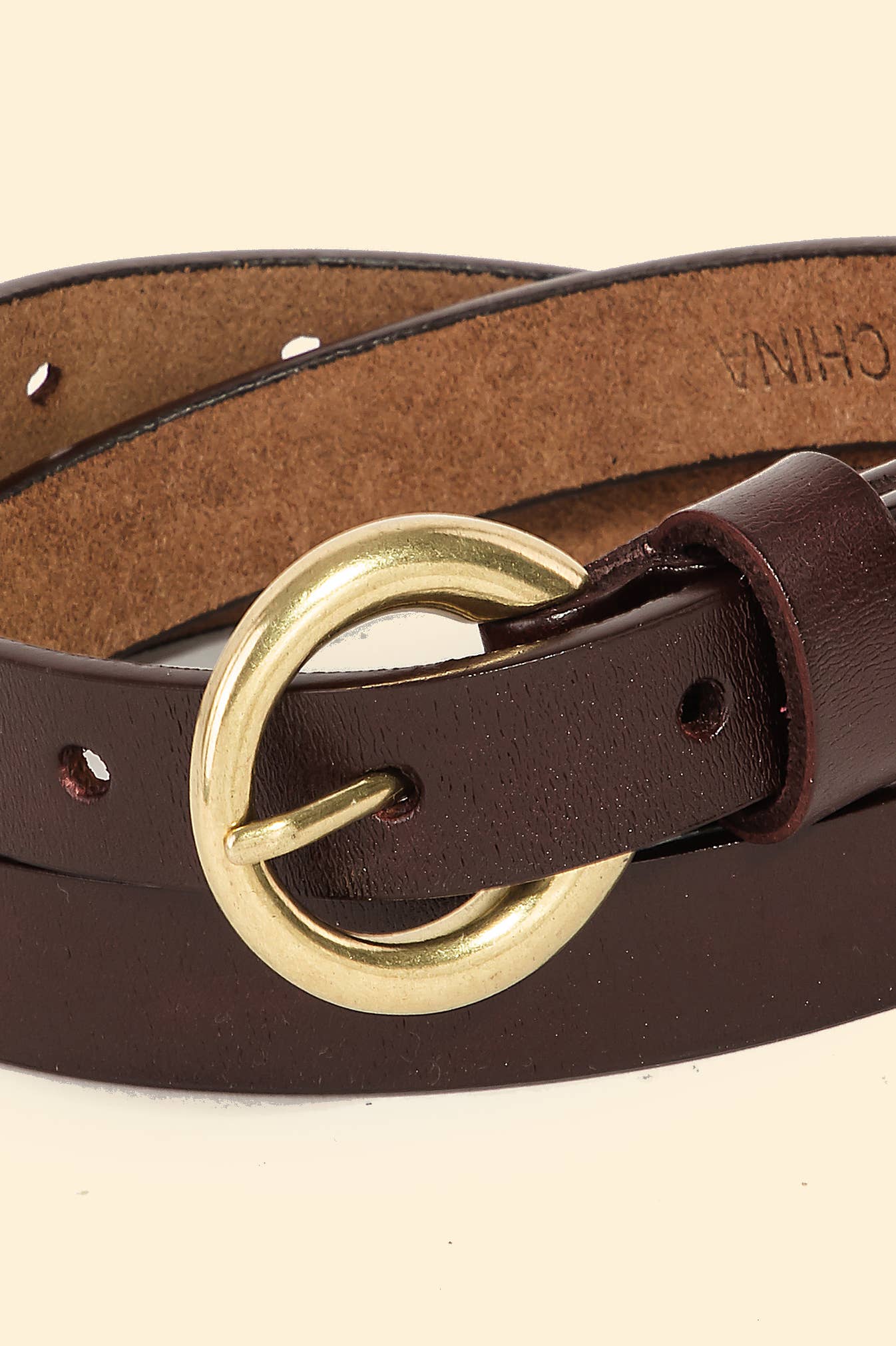 Circle Buckle Leather Belt