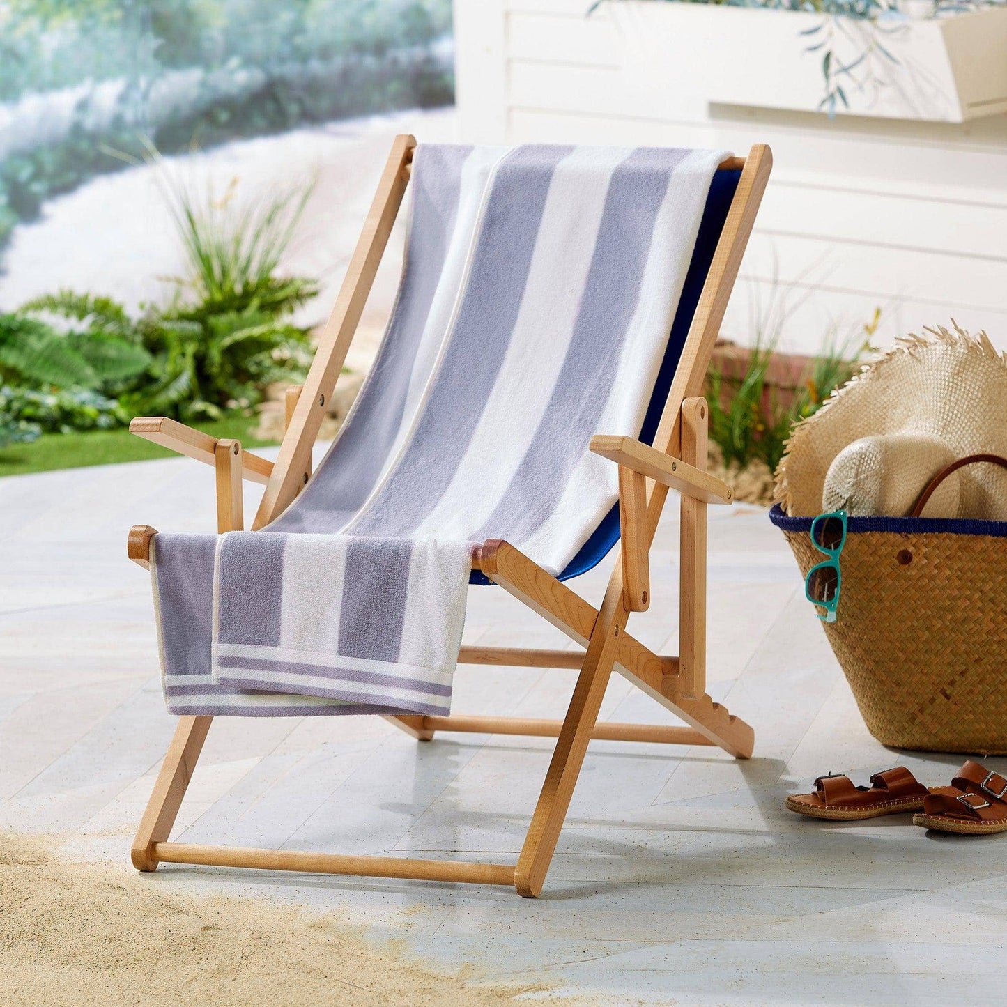 Oversized striped cabana beach towel from BH Collective featuring colorful Edgartown design and soft, absorbent fabric.