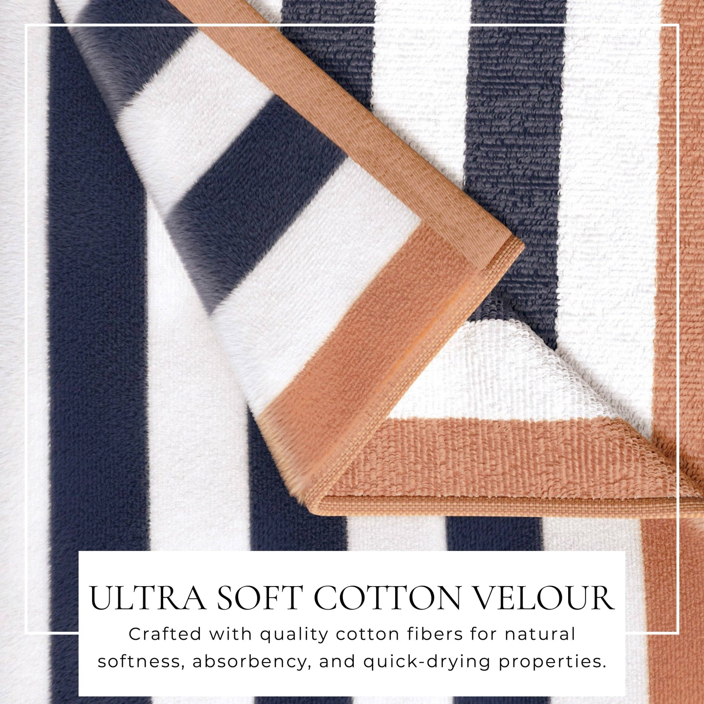 Oversized Santa Cruz striped border cabana beach towel by BH Collective, featuring colorful horizontal stripes on soft fabric.