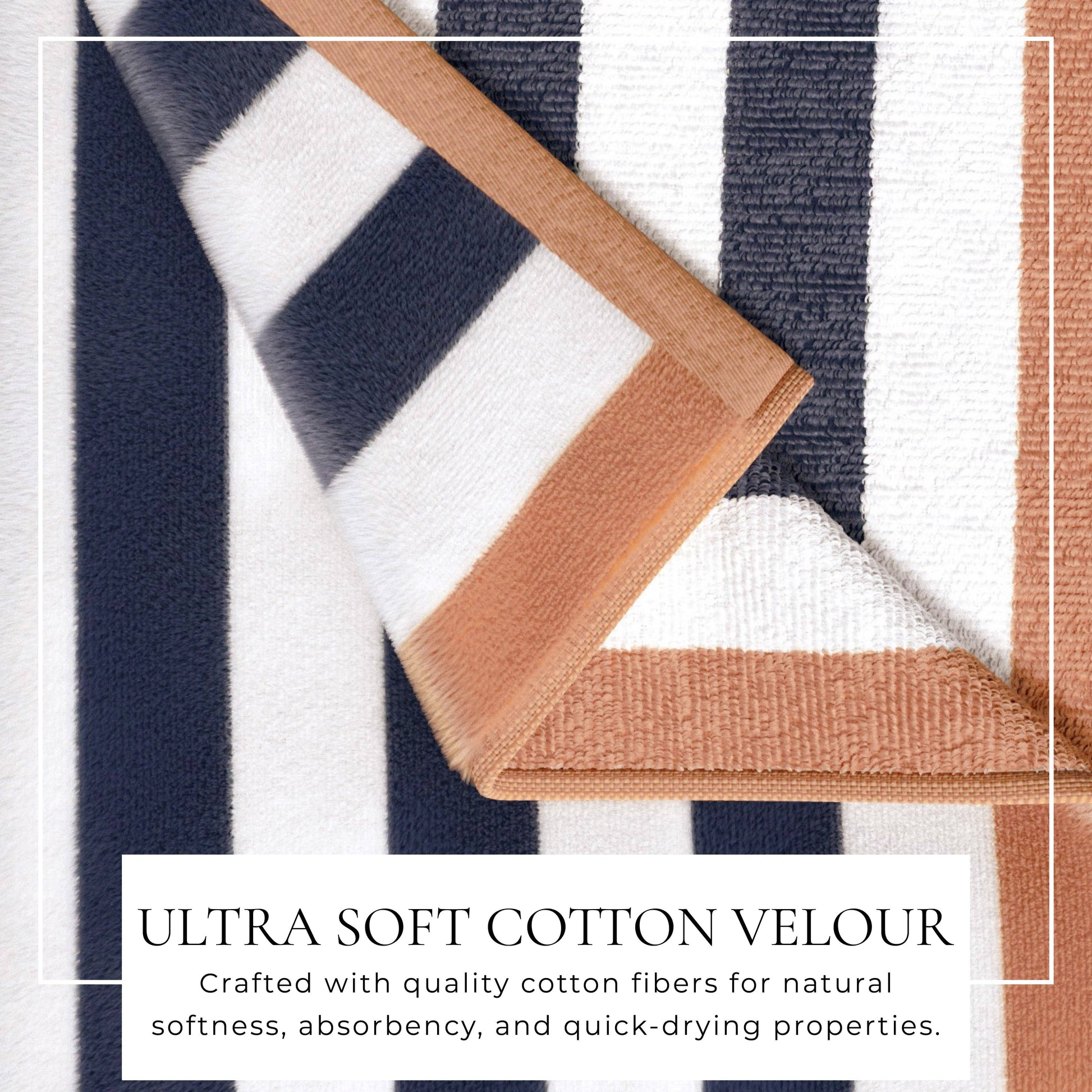 Oversized Santa Cruz striped border cabana beach towel by BH Collective, featuring colorful horizontal stripes on soft fabric.