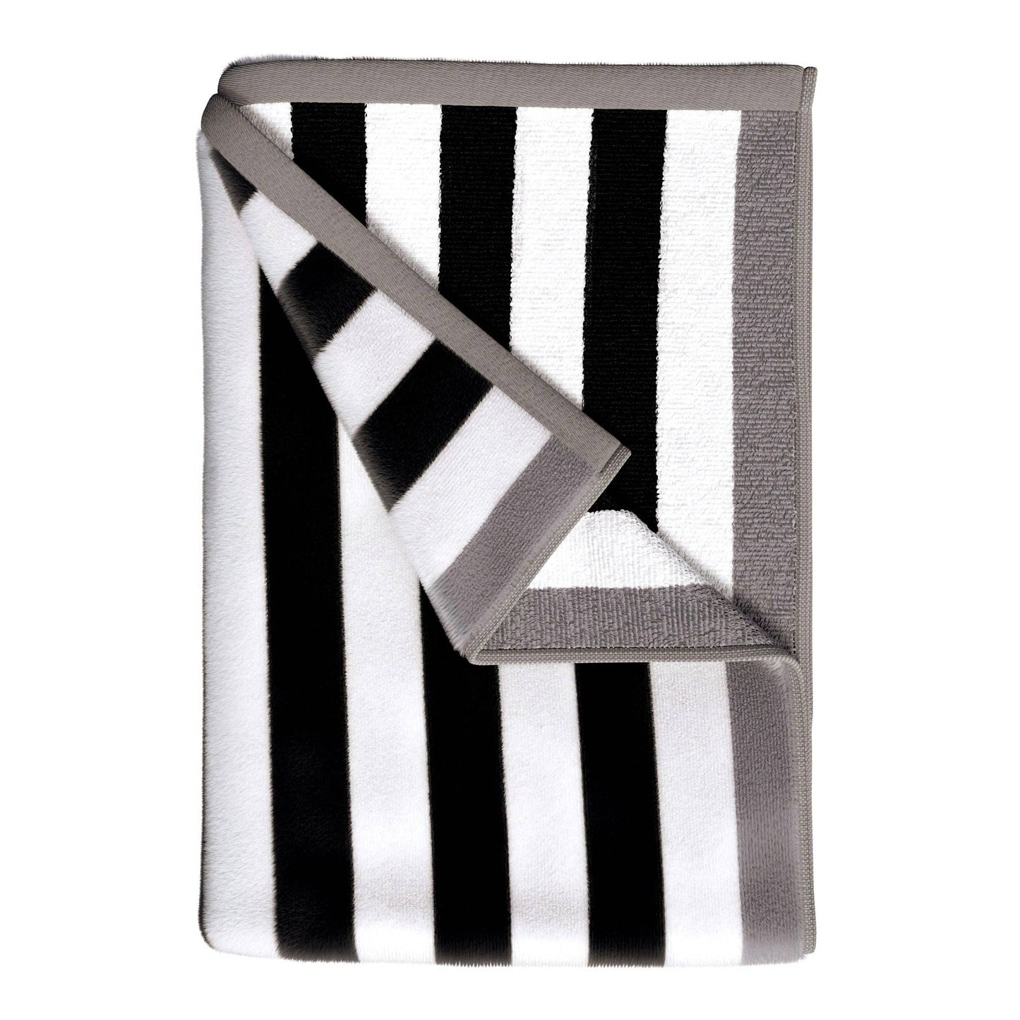 Oversized striped border Santa Cruz beach towel by BH Collective, featuring colorful patterns and soft, absorbent fabric.