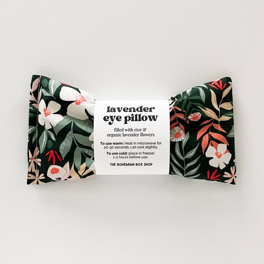 Lavender eye pillow from Fields of May by Bohemian Box Shop, soft fabric with lavender filling, designed for relaxation and soothing rest.