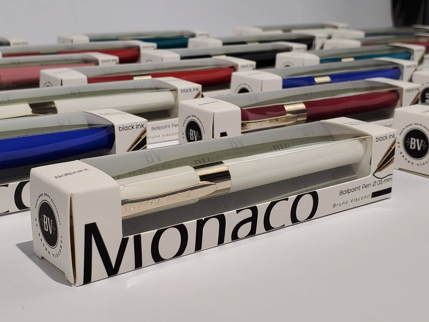 BV Bruno Visconti Monaco Bordeaux chocolates in elegant gift box, showcasing rich, dark chocolate pieces with a smooth finish.