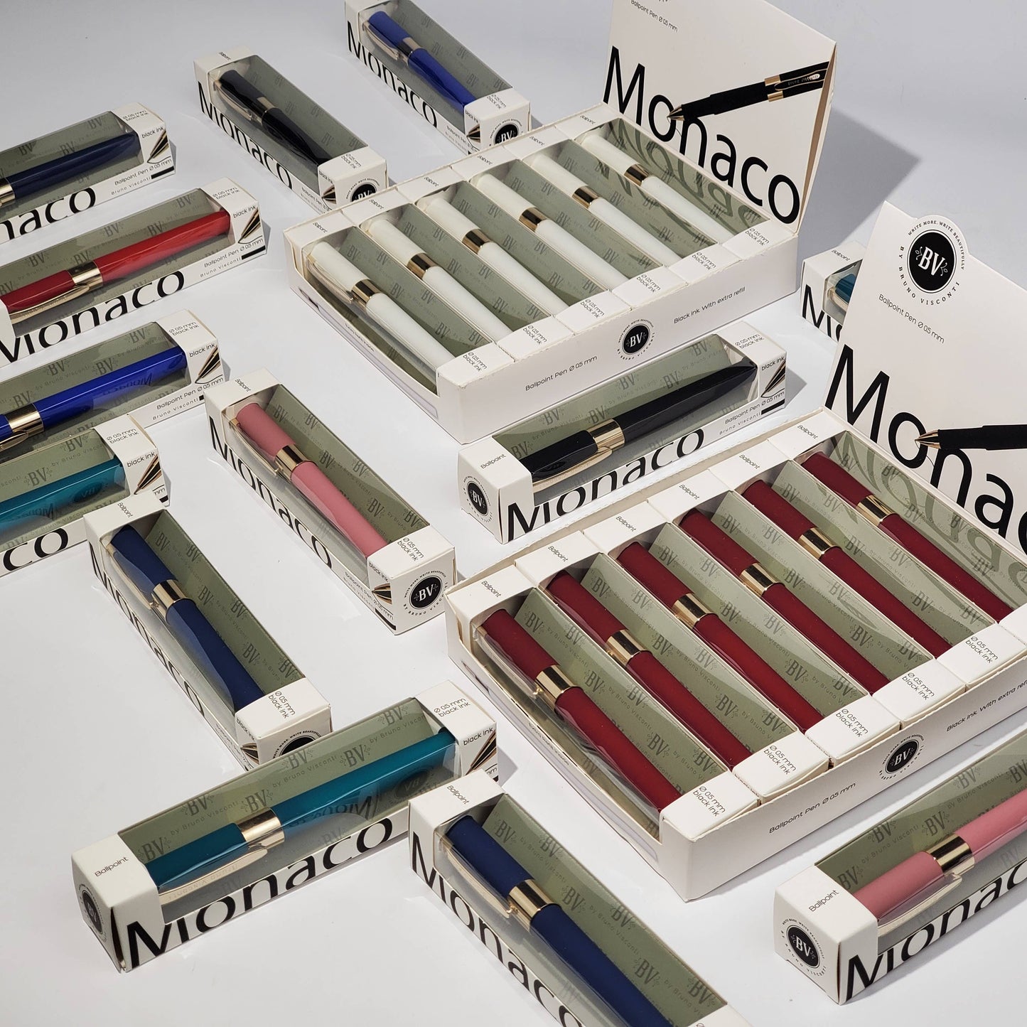 BV Bruno Visconti Monaco in Bordeaux gift box with luxury chocolates, elegant packaging and assorted confections inside.
