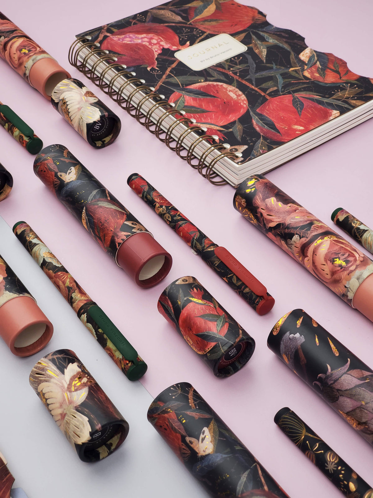 BV Bruno Visconti DreamWrite Lush Flora Series pen tube with intricate floral design and elegant gold accents.