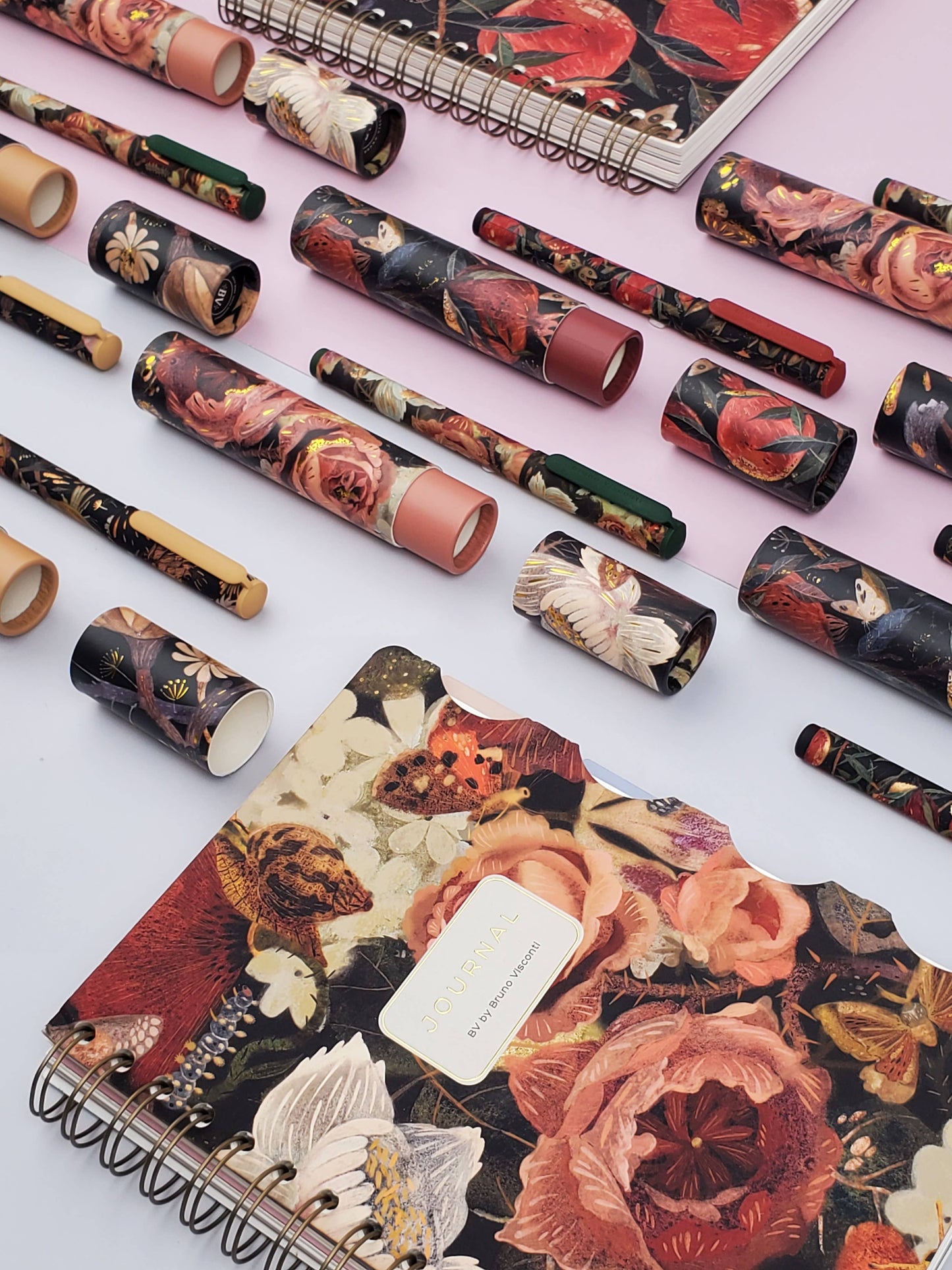 BV Bruno Visconti DreamWrite Lush Flora Series pen tube with vibrant floral design and elegant gold accents.