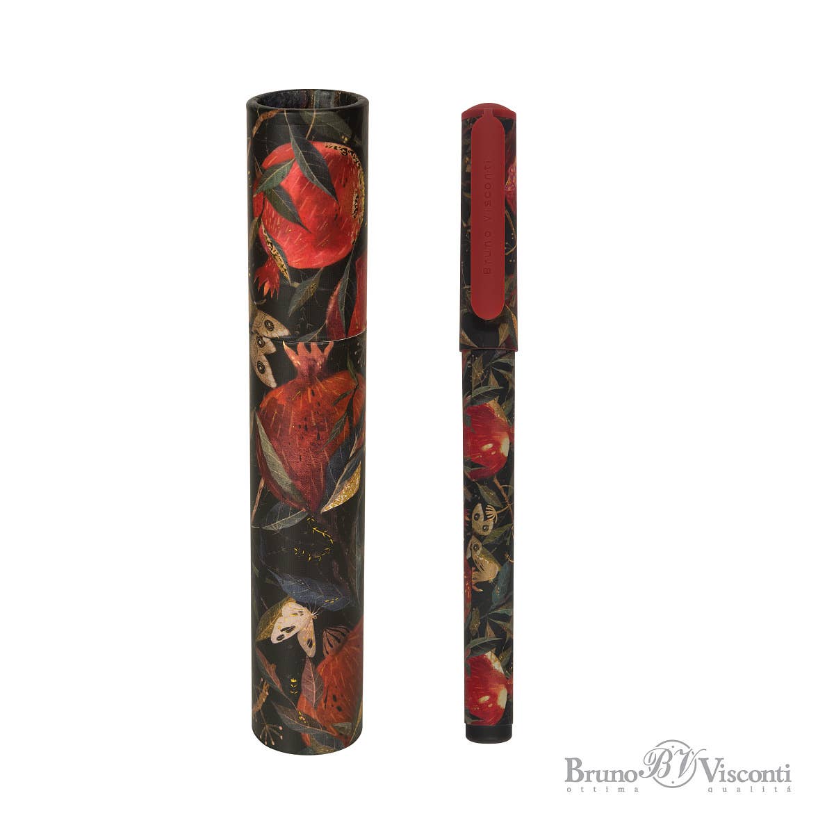 DreamWrite Lush Flora Series pen tube by BV Bruno Visconti, featuring a vibrant floral design and sleek cylindrical shape.