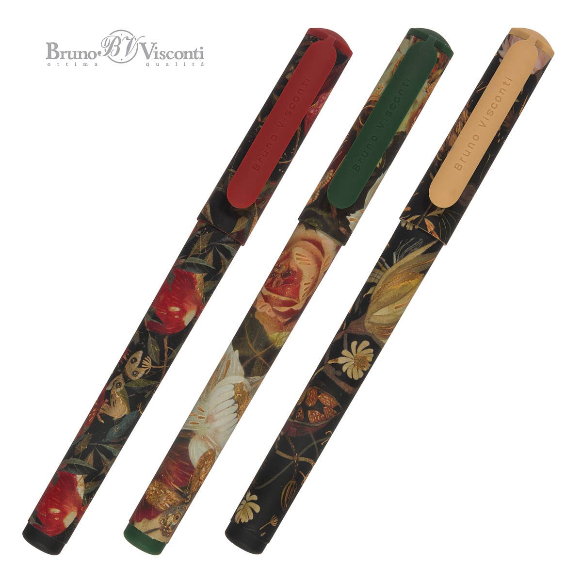 BV Bruno Visconti DreamWrite Lush Flora Series pen tube with vibrant floral design and elegant gold accents.