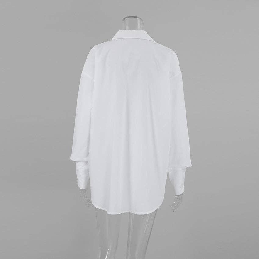 White Lapel Collar Botton Down Shirt