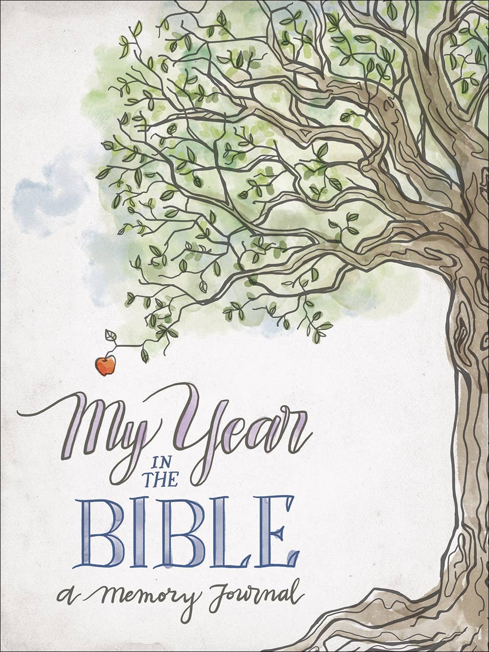 Book cover of 'My Year in the Bible' with a tree illustration and text on a light background