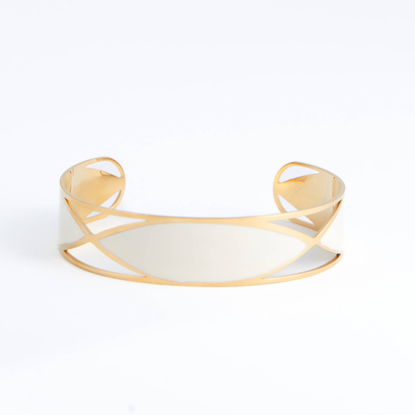 Hypoallergenic stainless steel oval bracelet by Elsie & Zoey featuring a sleek, modern design on a white background.