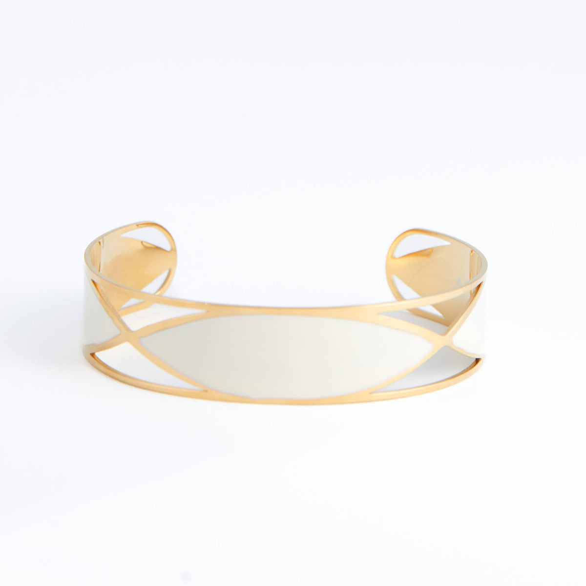 Hypoallergenic stainless steel oval bracelet by Elsie & Zoey featuring a sleek, modern design on a white background.