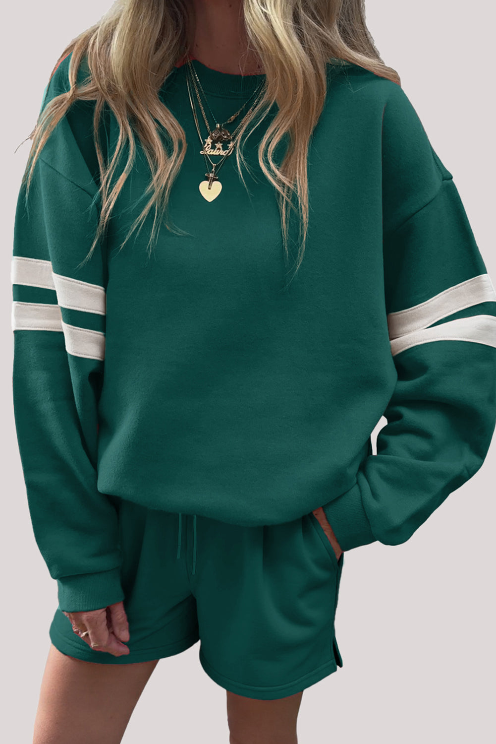 Chic Speak Boutique evergreen fleece shorts with a cozy, soft texture and relaxed fit, ideal for casual wear.