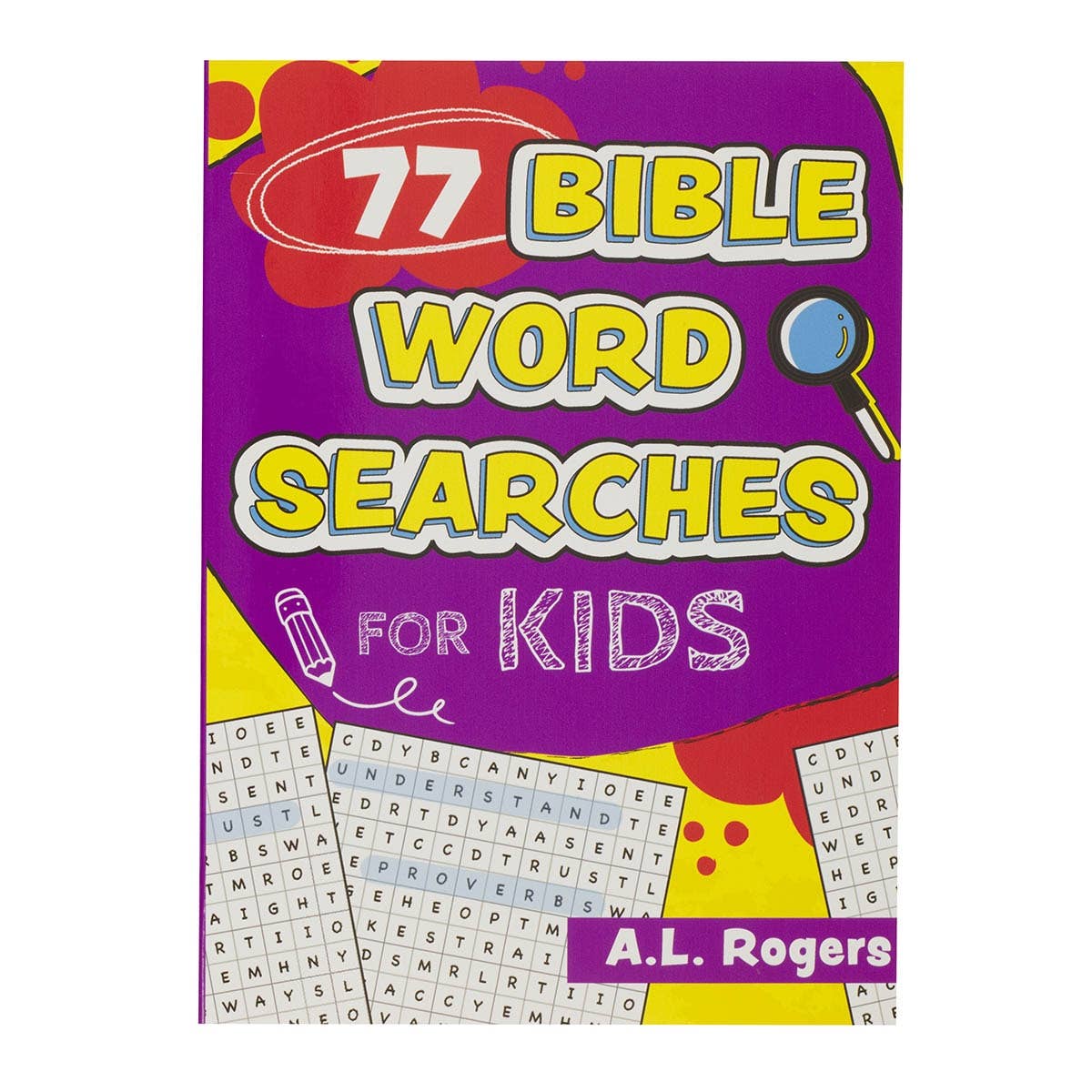 Children's Bible word search puzzle from Christian Art Gifts featuring 77 fun and educational religious-themed word searches.