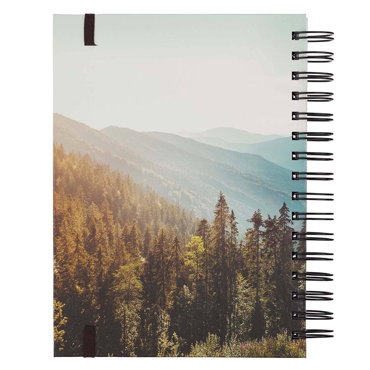 Large wirebound journal with "Be Strong and Courageous" cover by Christian Art Gifts, featuring a textured design and elastic closure.