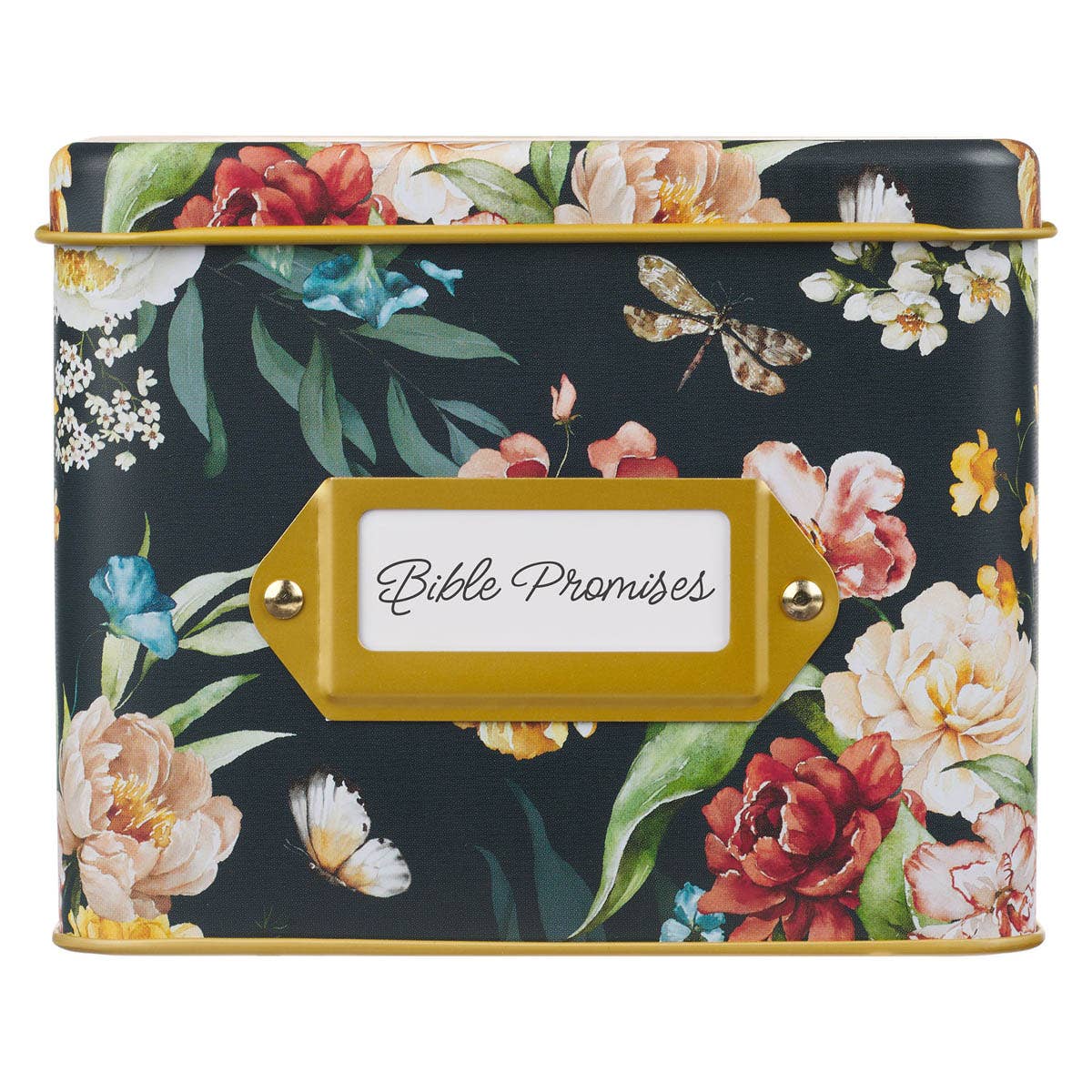 Cards in Tin Bible Promises set by Christian Art Gifts featuring faith-based cards with biblical promises in a metal tin.