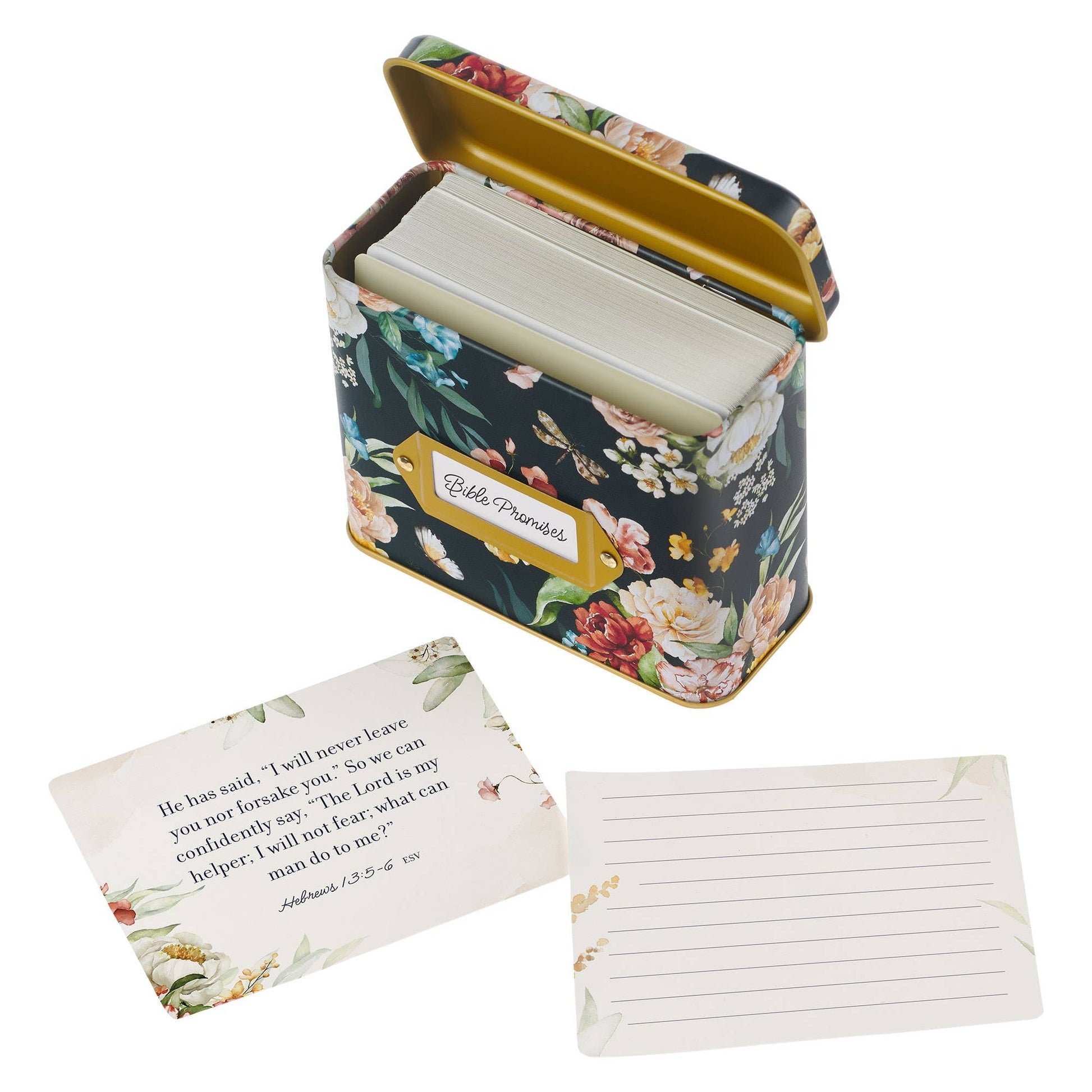 Cards in Tin Bible Promises by Christian Art Gifts, featuring a set of faith-based affirmation cards in a decorative tin container.