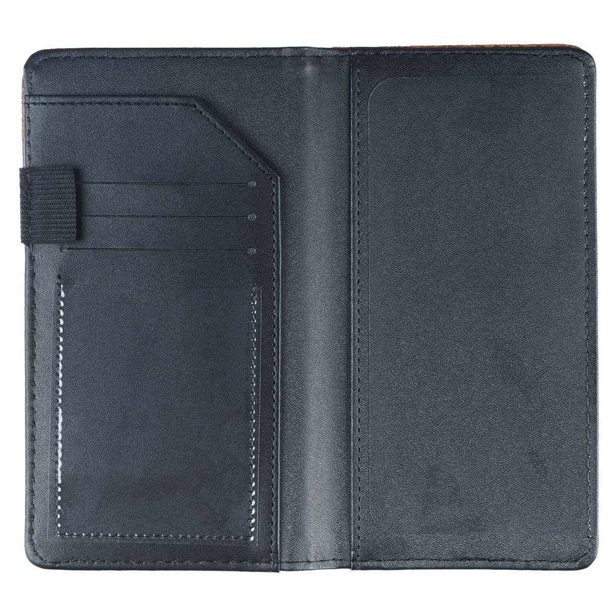 Brown checkbook wallet from Christian Art Gifts featuring All Things Phil. 4:13 design, made of leather with multiple card slots.