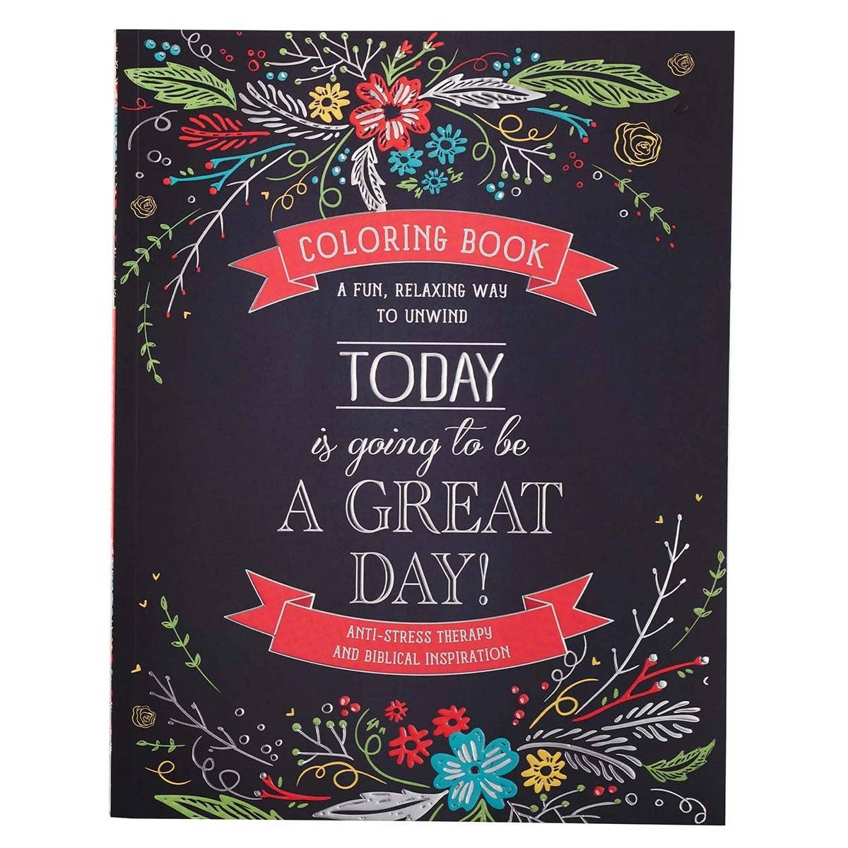 Coloring book titled "A Great Day" by Christian Art Gifts featuring uplifting illustrations for creative coloring.