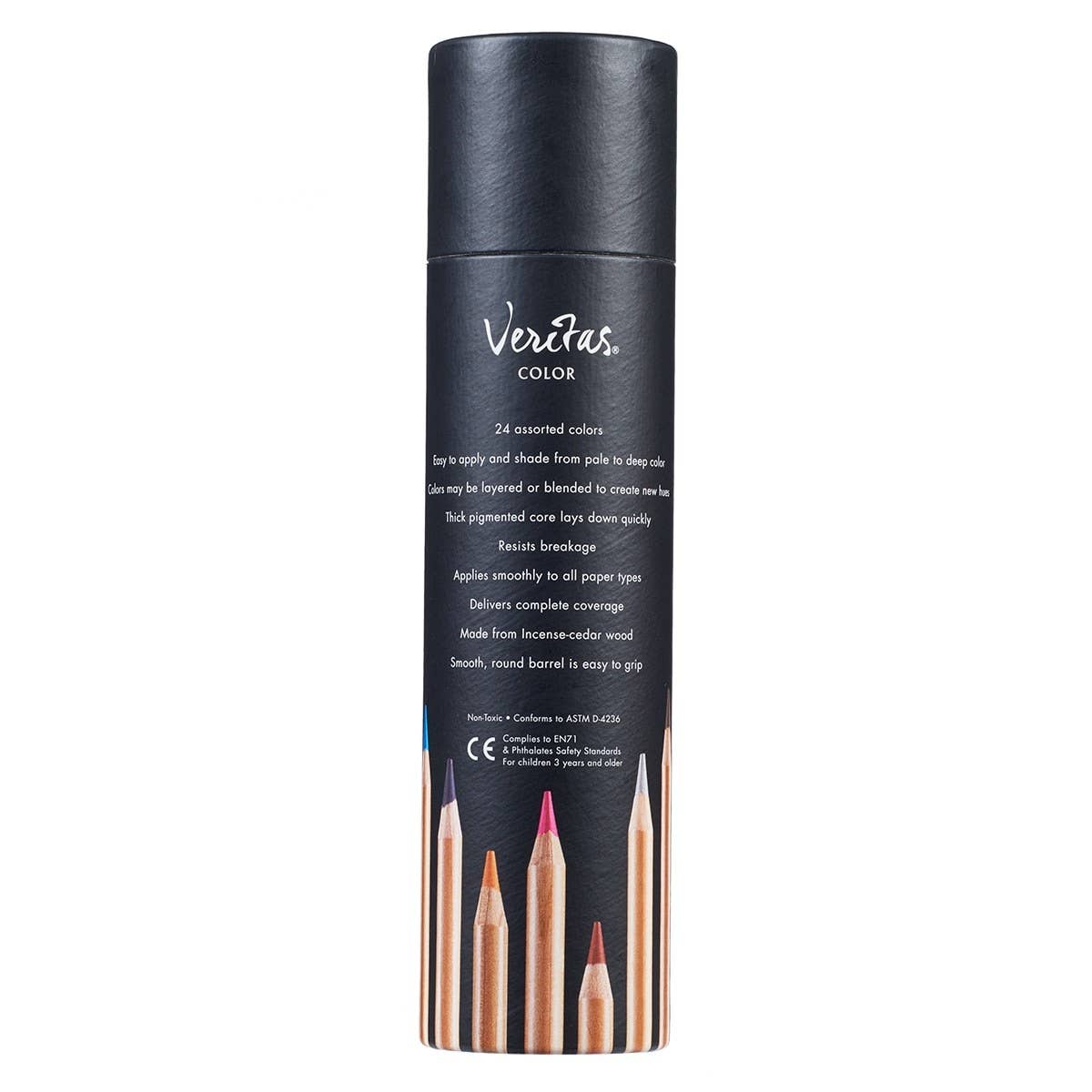 Christian Art Gifts Coloring Pencils Veritas 24-pack round tip set with vibrant colored pencils for art and coloring projects.