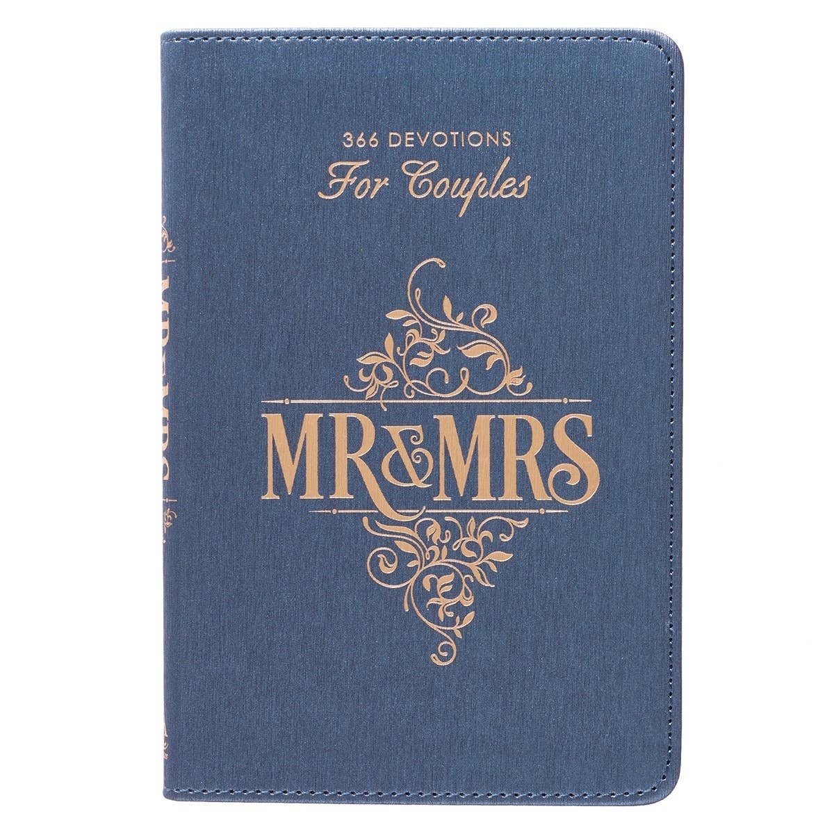 Blue faux leather devotional book for Mr. & Mrs. by Christian Art Gifts, featuring a spiritual design and elegant cover.