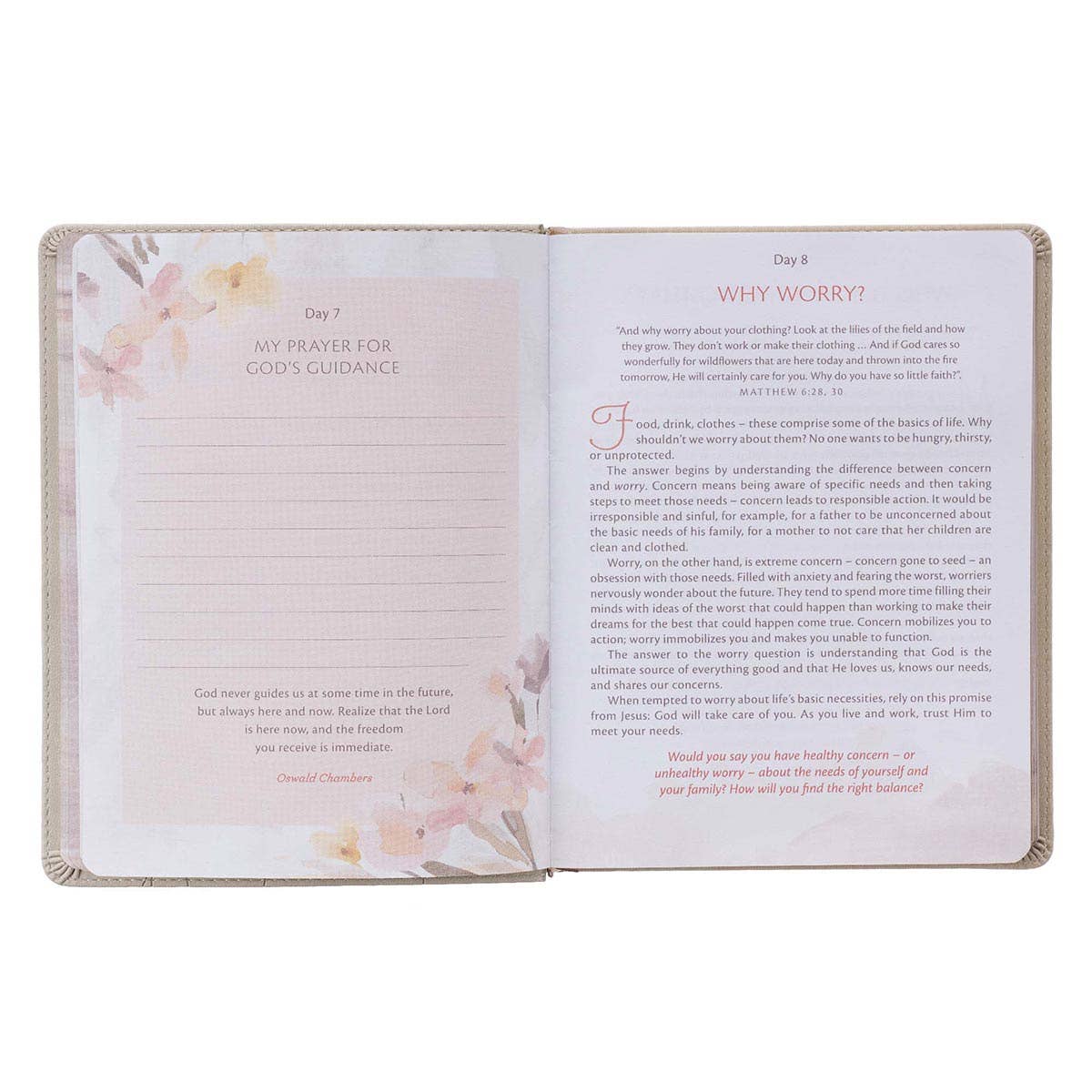 Devotional My Quiet Time faux leather cover with Christian Art Gifts branding, featuring a soft, textured leather exterior and subtle embossed design.
