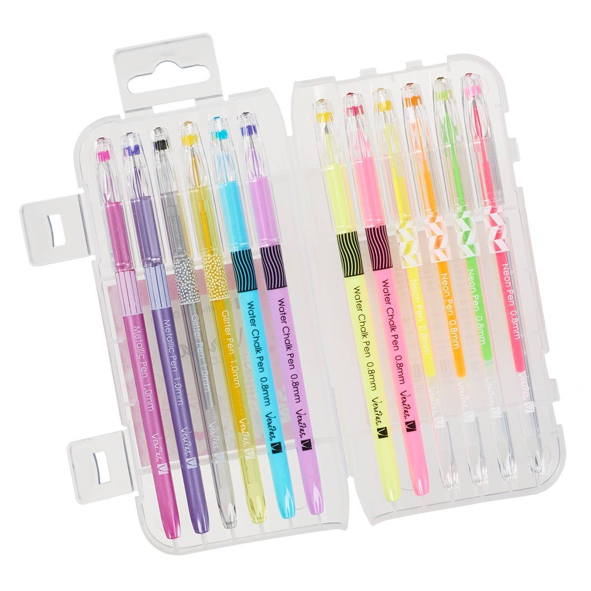 12-pack Christian Art Gifts gel pen set with colorful ink, featuring smooth-writing gel pens for arts and crafts projects.