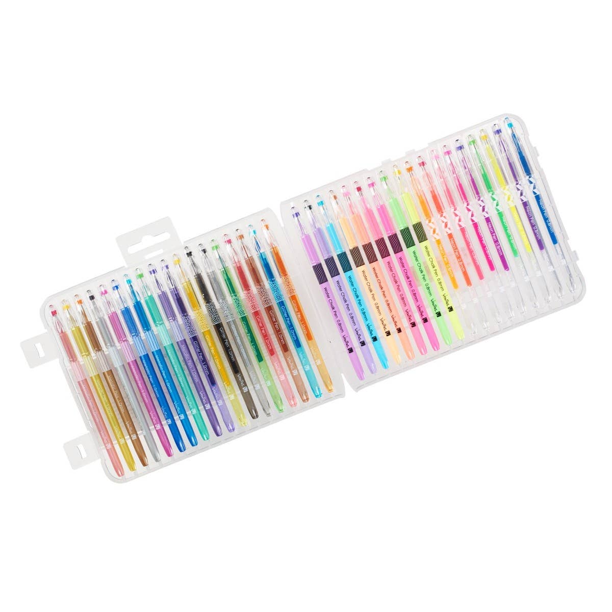 Assorted Christian Art Gifts gel pen set with 36 colorful pens, featuring smooth ink flow and various vibrant ink colors.