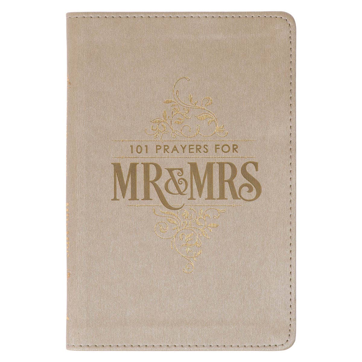 Faux leather gift book titled "101 Prayers for Mr. & Mrs." by Christian Art Gifts, featuring a decorative cover and elegant design.